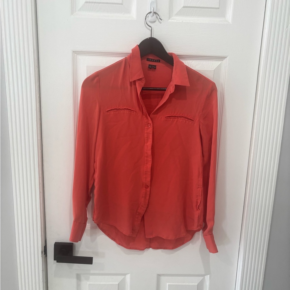 THEORY Classic orange silk shirt, Size: P/TP - Picture 8 of 8